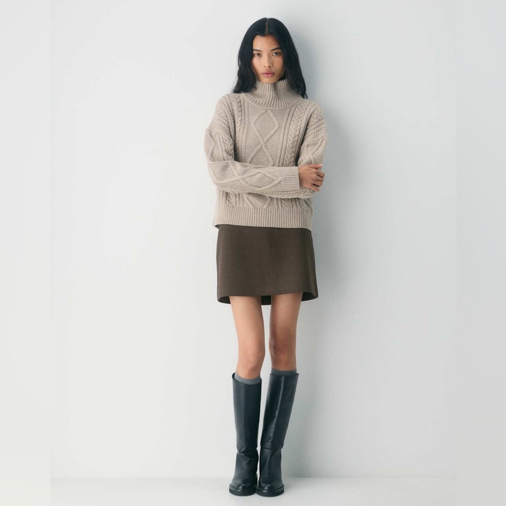 Aritzia Heritage Knit Merino Wool Hi-Hip Turtleneck, Sz Small - Picture 2 of 10